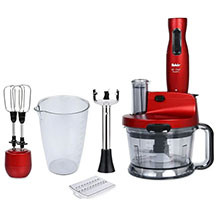 Fakir Mr Chef Quadro Rouge – 1000 Vt güclü, paslanmayan polad bıçaqlı, 1.5 litr doğrayıcı qab, 900 ml ölçü stəkanı, rahat və praktik mikser və blender dəsti