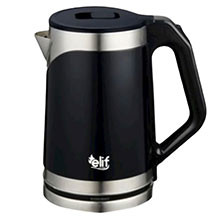 Elif EL-621, 2L, 1500 Vt – avtomatik söndürülmə funksiyalı, su səviyyəsi indikatorlu, qara rəngli, praktik və təhlükəsiz elektrik çaydan