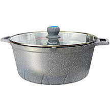Elif EL-1269, 40 sm, boz, qranit, şüşəli qapaq ilə – 40 sm diametrli, qranit örtüklü, boz rəngli, şüşə qapaqlı, dayanıqlı və praktik qazan