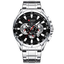 Curren 8363 Silver Black Dial kişi qol saatı – şık dizayn, paslanmayan polad korpus, qara siferblat, dəqiq quartz mexanizm və gündəlik istifadə üçün ideal kişi saatı