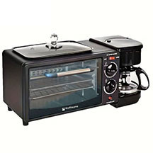 Hoffmans HM-509 3-in-1 səhər yeməyi üçün mətbəx kombisi – 1250 Vt güclü, 12 litr tutumlu elektrik soba, 1 litr tutumlu kofe aparatı və geniş səthli elektroqril bir cihazda