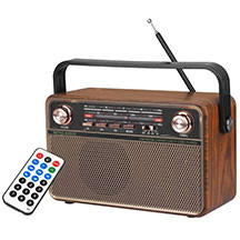 Cmik MK-621 – FM Radio, AM və SW (KV) dalğalı, Bluetooth, AUX, USB və yaddaş kartı dəstəyi, qəhvəyi retro dizaynlı, batareya və şəbəkə ilə işləyən, portativ və çoxfunksiyalı radioqəbuledici