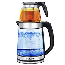 Elektrik çaydan Sokany SK-SH-1089, şüşə korpuslu – sürətli qaynadıcı, avtomatik söndürülmə funksiyalı, şəffaf və estetik dizaynlı, təhlükəsiz və praktik elektrik çaydan