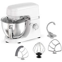 Mikser Kumtel HSM-02 Mixer White – 1800 Vt maksimum güc, 4.5 litr metal qab, 8 sürət rejimi, impuls funksiyası, planetar qarışdırma, çıxarıla bilən aksesuarlar və plastik korpuslu ağ stasionar mikser