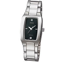 Casio LTP-1165A-1C2DF – zərif qara siferblatlı, gümüşü polad qadın saatı, minimal və müasir üslub
