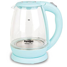 Fantom KT 4000 Blue elektrik çaydan – 1.8L şüşə korpus, paslanmayan polad gizli istilik elementi, LED işıqlandırma və sürətli qaynama