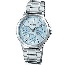 Casio LTP-V300D-2AUDF – mavi siferblatlı, çoxfunksiyalı qadın saatı, paslanmayan polad və klassik üslub bir arada