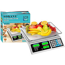Sokany SK-19020 elektron tərəzi, 40 kq – paslanmayan polad platformalı, 40 kq ticarət üçün maksimum çəkili, avtomatik çəki və batareya göstəricili, dəqiq və praktik mətbəx tərəzisi
