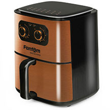 Fantom AF 4500 Brown airfryer – 4.5L tutum, 1400W güc, Active Triple Air texnologiyası, 80-200°C temperatur, yapışmaz hazne, 3 qat hava sirkulyasiyası və az yağlı sağlam bişirmə