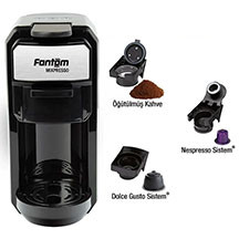 Fantom Mixpresso KS1450 Qara qəhvəbişirən 3-ü 1-də – 1450W, 19 bar, kapsul və üyüdülmüş qəhvə, 600 ml su çəni, avtomatik sönmə.