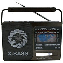 Cmik MK-119 – FM Radio, AM və SW (KV) dalğalı, USB və yaddaş kartı dəstəyi, AUX interfeysli, qara korpuslu, portativ və yüngül dizaynlı radioqəbuledici