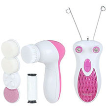 Üz Üçün Fırça Moehair MO-19 6 in 1 Pink White – Masaj Aparatı və Epilyator, 6 Taxmalı Dərin Təmizlik və Baxım