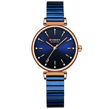 Curren 9081 Blue qadın qol saatı – zərif dizayn, paslanmayan polad qayış, 30 metr suya davamlılıq, dəqiq quartz mexanizm və gündəlik istifadə üçün ideal qadın saatı