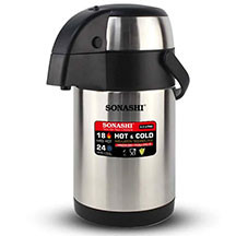 Sonashi SVF-3500 – 3.5 litr tutumlu, ikiqat divarlı paslanmayan polad izolyasiyalı, pompalı qapaqlı, isti və soyuq içkilər üçün çoxfunksiyalı, asan təmizlənən su termosu