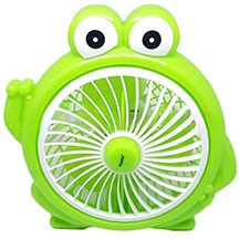 Mini stolüstü sərinkeş PF-400 Frog – yaşıl plastik korpus, mexaniki idarəetmə, portativ və masaüstü istifadə üçün uyğun, məişət üçün kompakt və funksional mini ventilyator
