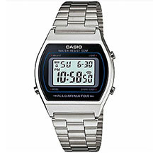 Casio B640WD-1AVDF – retro dizaynlı, rəqəmsal ekranlı və gümüşü polad qol saatı