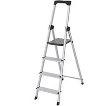 Nərdivan Kumtel KMM-45 – 4 pilləli, alüminium material, 150 kq maksimal yüklənmə, yığılan və yüngül dizayn (3.3 kq), rezin tutacaq və sürüşməyə qarşı ayaqlar, 138 sm hündürlük