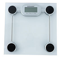 Sonashi SSC-2208 – yüksək dəqiqliyə malik, elektron, şüşə səthli, LCD ekranlı və avtomatik söndürülmə funksiyalı müasir döşəmə tərəzisi