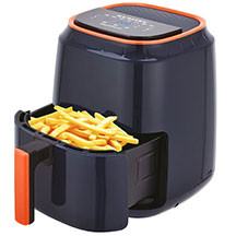 Airfryer Kumtel HAF-09 – 5.5 litr tutum, 1250 Vt güc, 8 avtomatik proqram, LED ekran, toxunmatik idarəetmə, 60 dəqiqəlik zamanlayıcı, 80–200°C temperatur aralığı, avtomatik sönmə, yapışmayan səbət