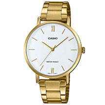 Casio Standard Analog LTP-VT01G-7BUDF qadın qol saatı – ağ siferblat, qızılı paslanmayan polad korpus və qayış, 34 mm oval dizayn və gündəlik istifadə üçün zərif saat
