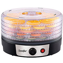 Sonifer SF-4033 meyvə və tərəvəz quruducu – 5 qatlı, 250 Vt güclü, temperatur tənzimləyicili, elektrik qurutma aparatı